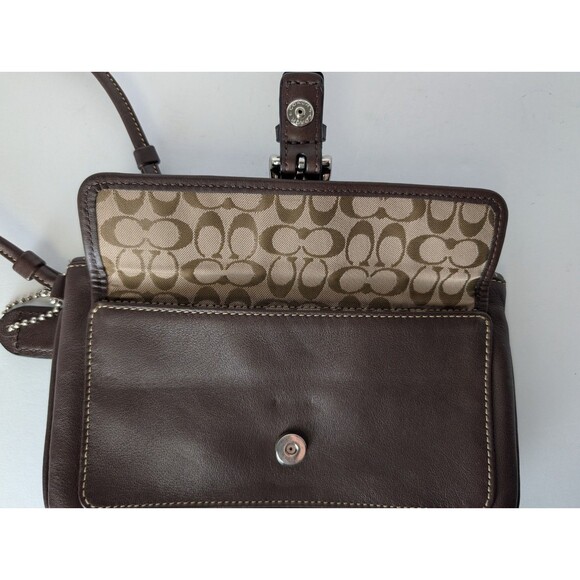 Coach Leather Wristlet Corner Zip Handbag English Saddle Brown Front Pocket - Picture 9 of 13